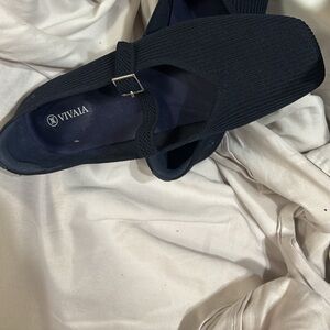 Vivaia Square-Toe Mary Jane Margot Shoes Ballet Flats Navy Blue